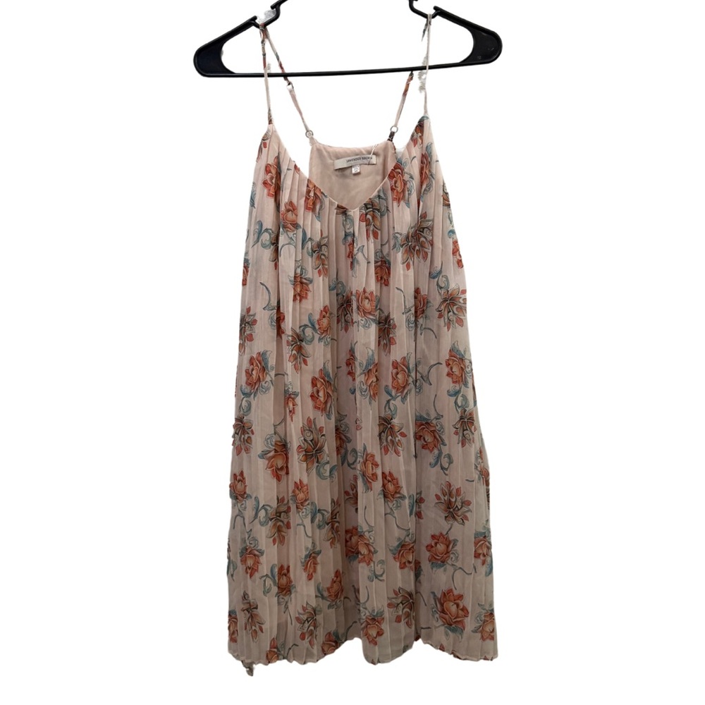 Lavender Brown Floral Pleated Dress